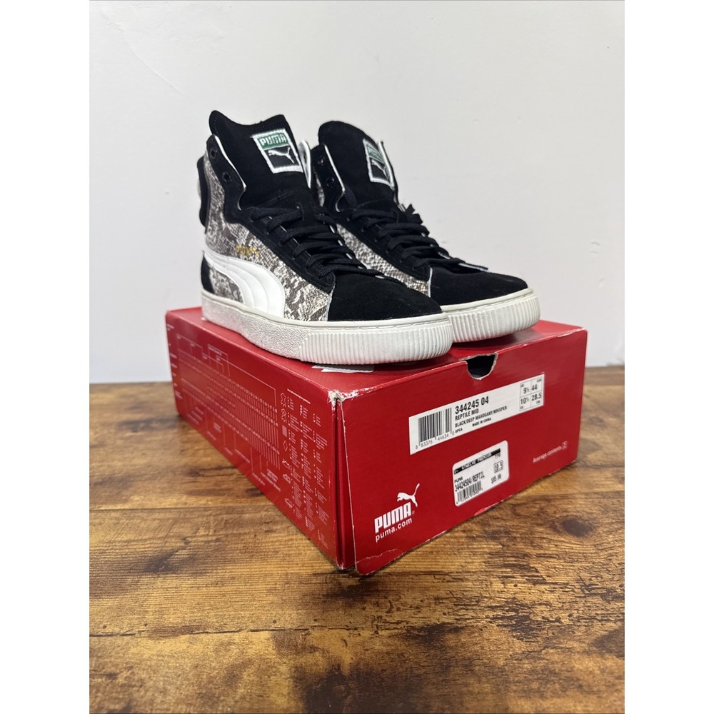 PUMA Reptile Mid Men's 10.5 EU 44 Black Deep Mahogany Whisper New 344245 04